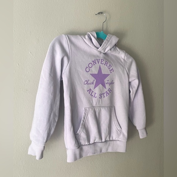 Converse Hoodie Girls Size 6X Purple Overdye Chuck All Star Sweatshirt Pullover - Picture 2 of 7